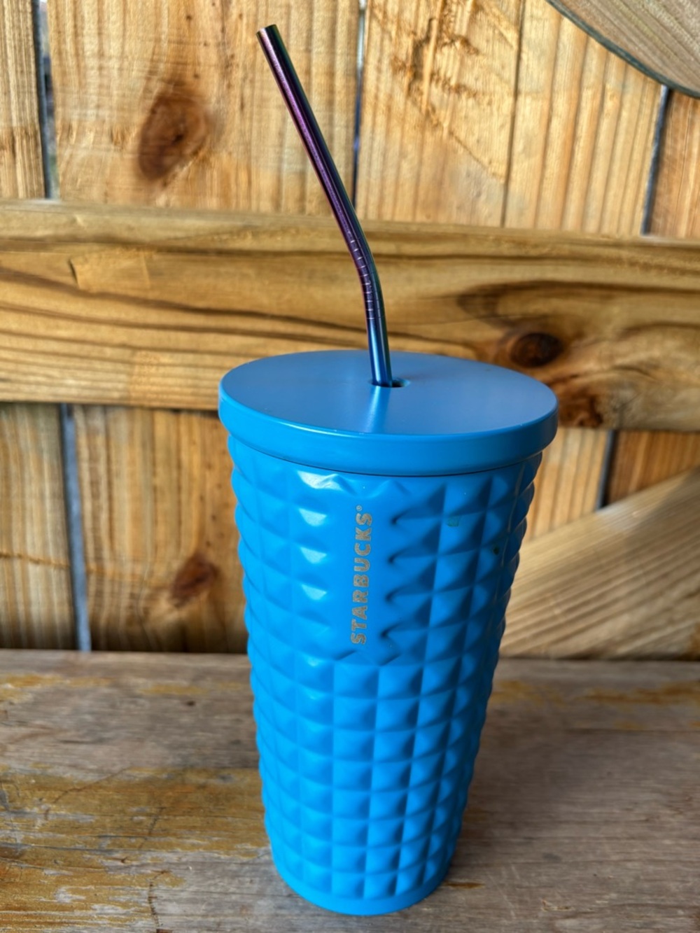 Starbucks Blue Stainless Steel Textured Venti Tumbler Size 24oz